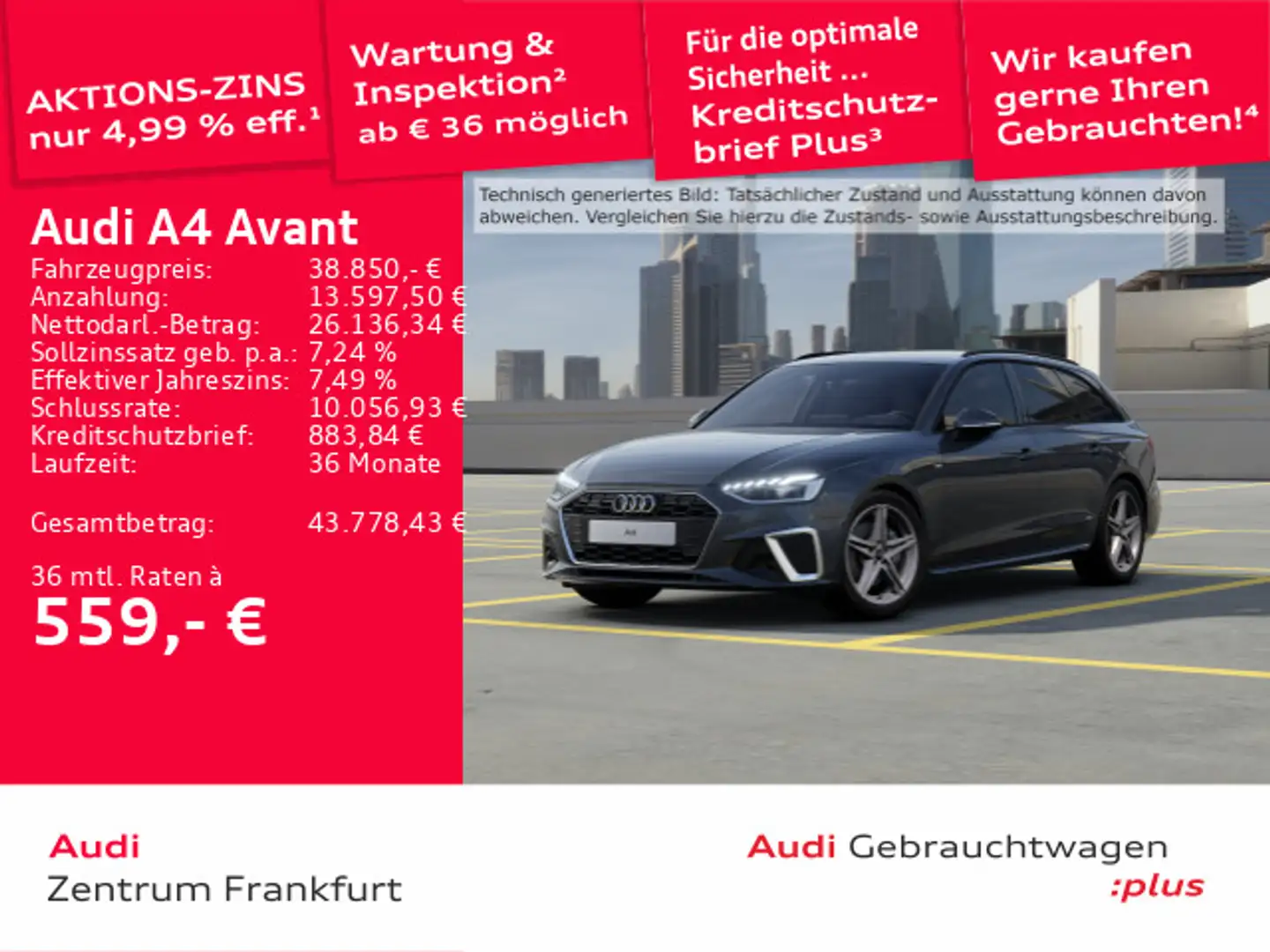 Audi A4 40 TDI quattro S tronic S line Matrix-L Grau - 1