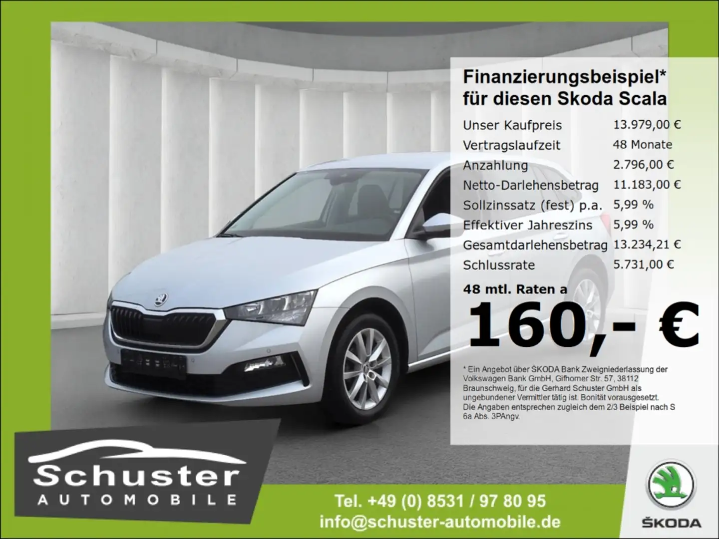 Skoda Scala 1.0TSI*LED Tempo Keyless el.Heckkl SHZ PDC Argent - 1