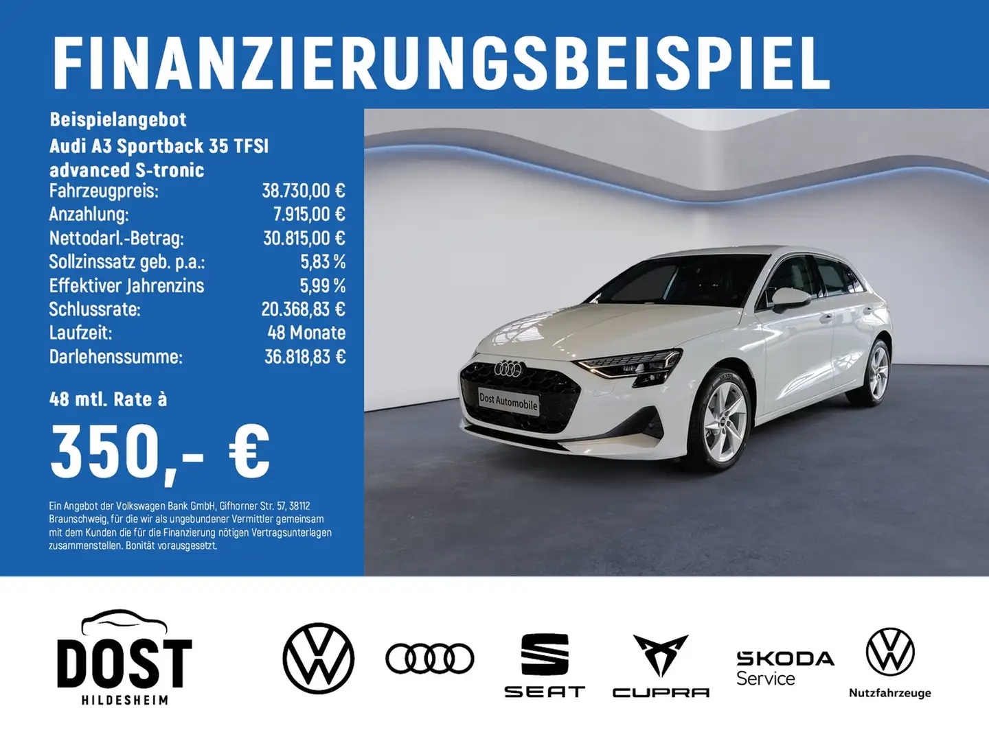 Audi A3 Sportback 35 TFSI advanced S-tronic NAVI+LED Weiß - 2