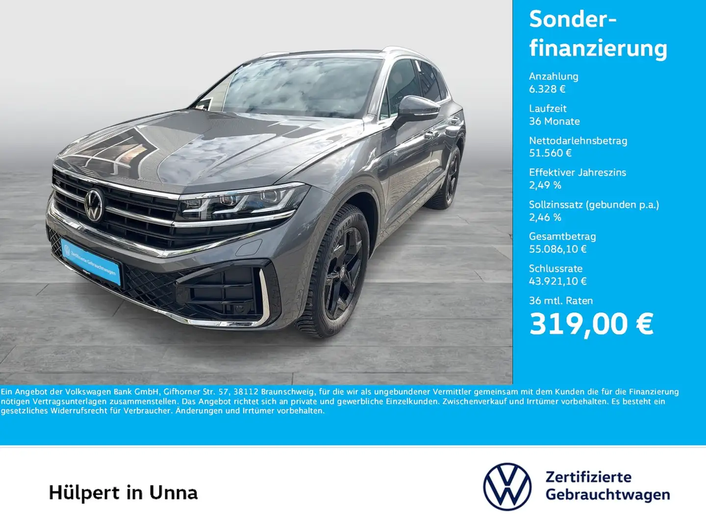 Volkswagen Touareg V6 R-LINE NEUES MODELL AHK CAM ACC LM19 Grau - 1
