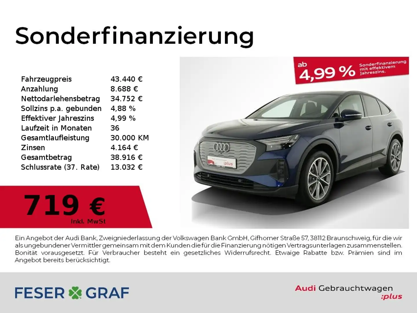 Audi Q4 e-tron Sportback e-tron 35 Matrix/AHK/360°/Alu20/ACC Blau - 1
