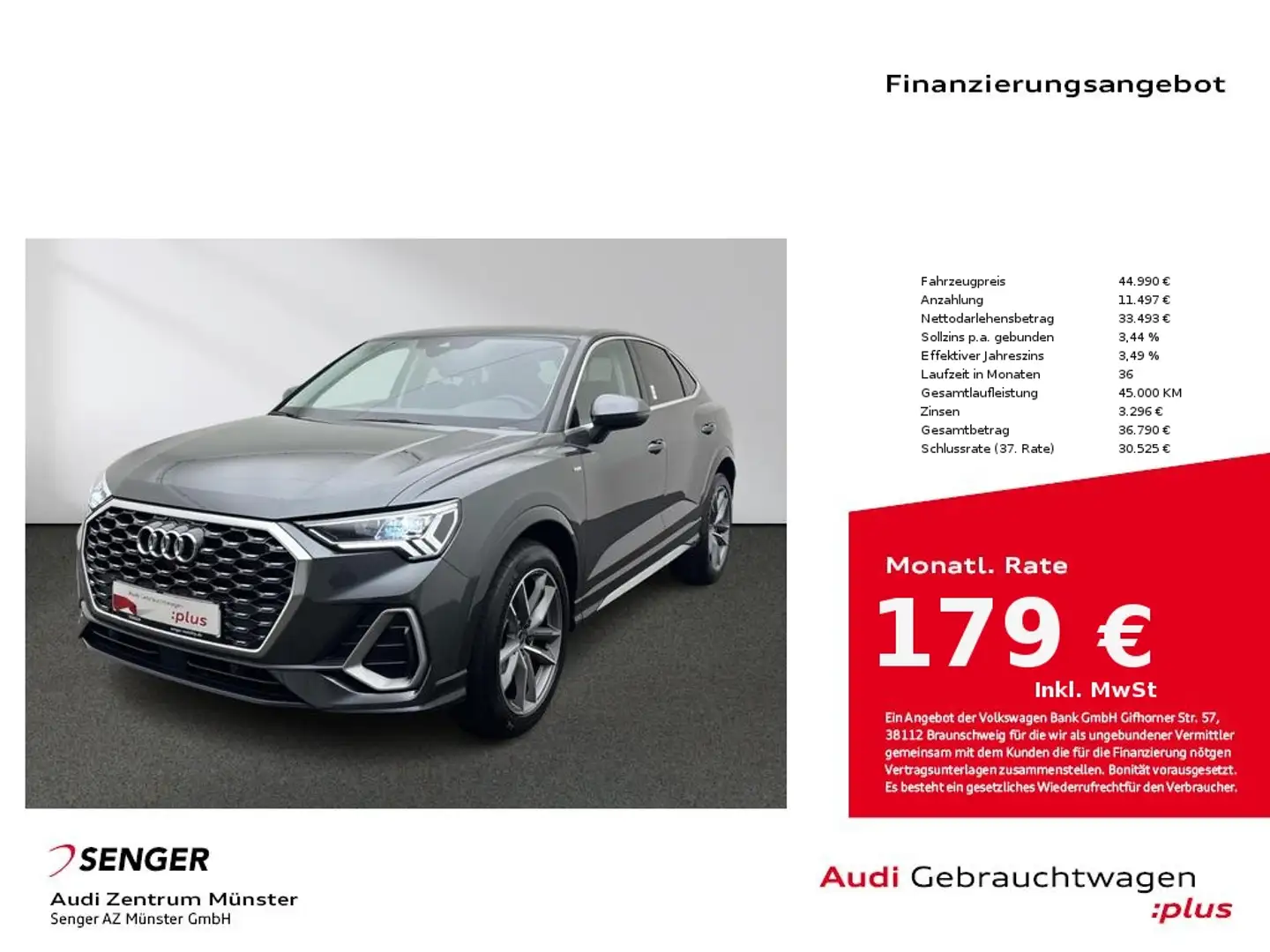 Audi Q3 Sportback 35 TDI S line S tronic MMI LED AHK Grau - 1