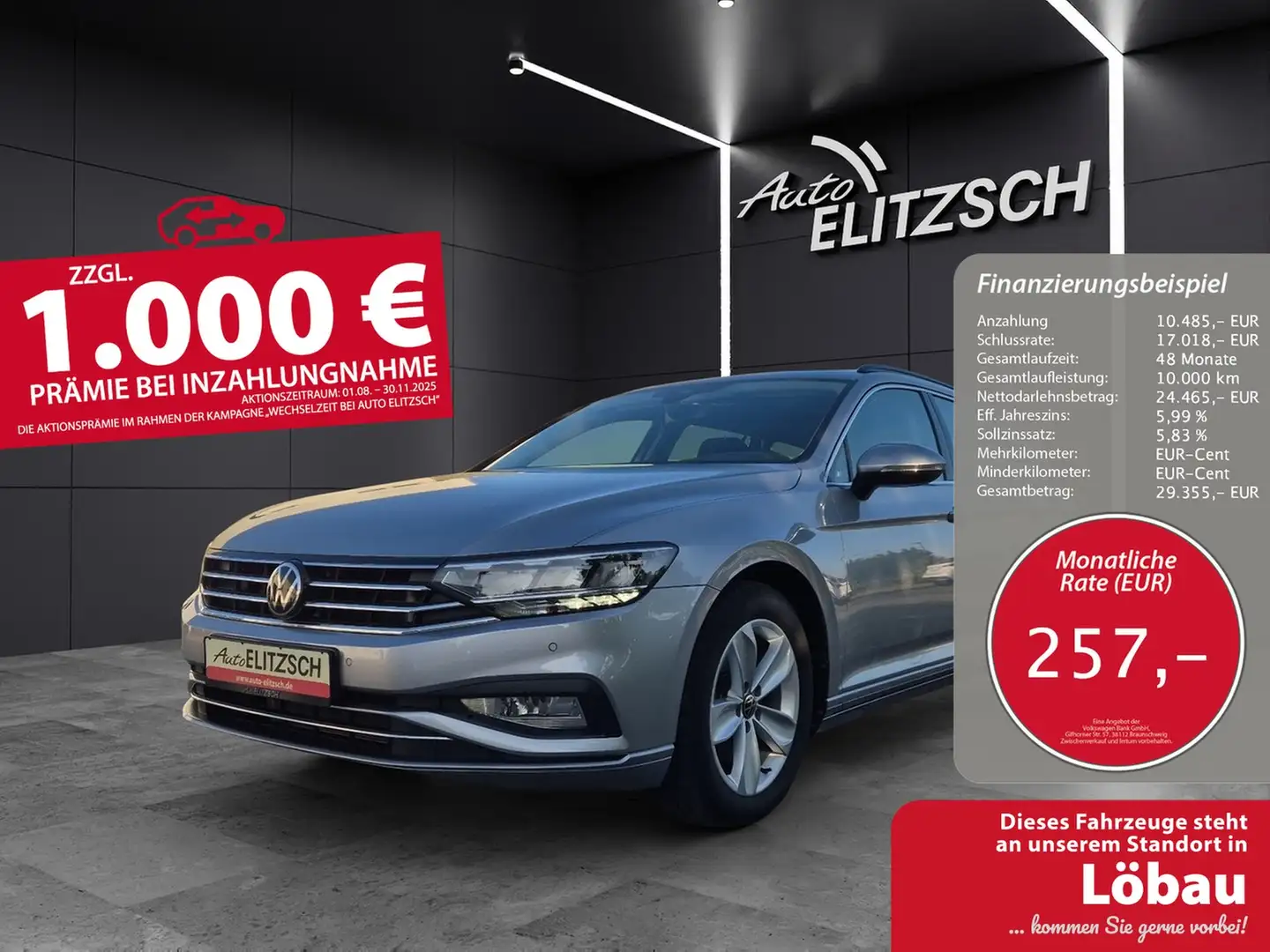 Volkswagen Passat Variant TDI Business DSG 4M LED AHK Navi ACC RFK SH Silber - 1