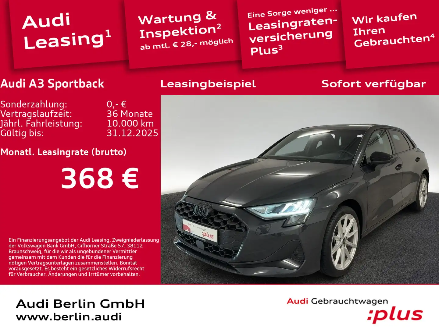 Audi A3 Advanced 35 TFSI S tr. AHK NAVI RFK Grau - 1