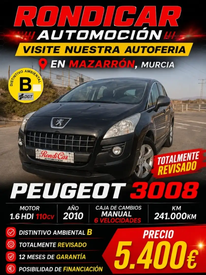 Peugeot 3008 1.6HDI FAP Sport Pack 112 Negro - 1