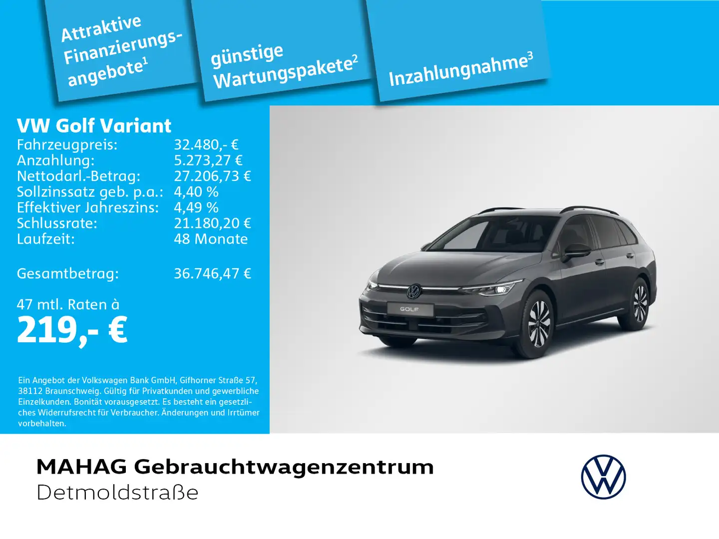 Volkswagen Golf Variant Golf VIII Variant 2.0 TDI GOAL Navi AHK IQ.LIGHT Grau - 1
