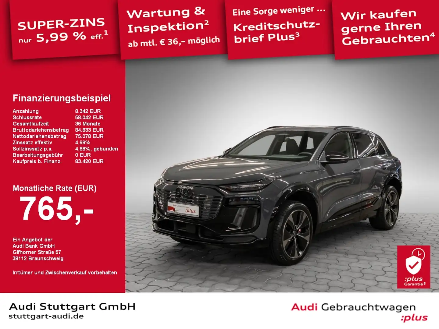 Audi SQ6 e-tron B&O AIR Matrix Leder Pano SHZ LED VC Gris - 1