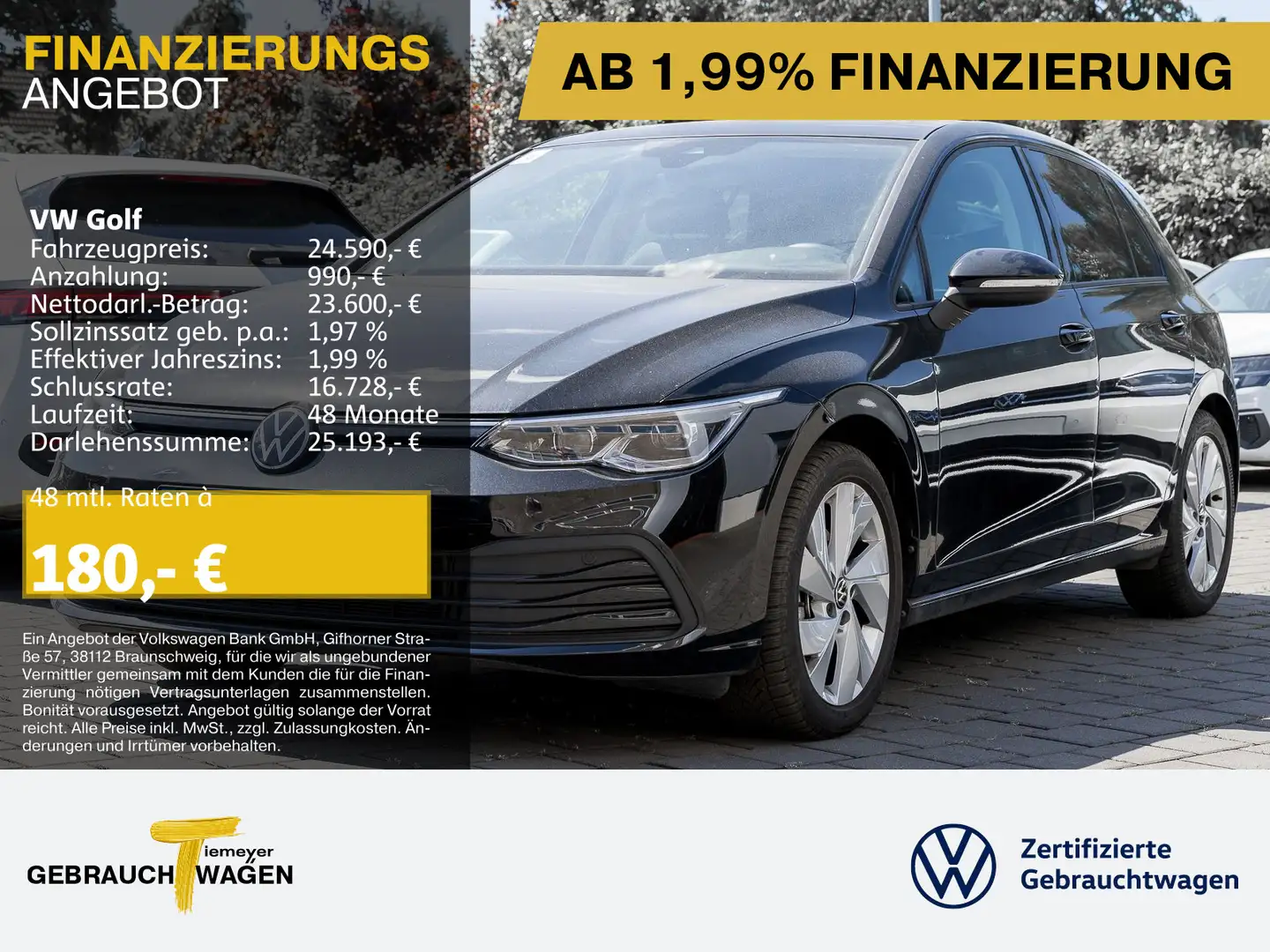 Volkswagen Golf 1.0 TSI LIFE PANO LM18 MATRIX ASSIST Schwarz - 1