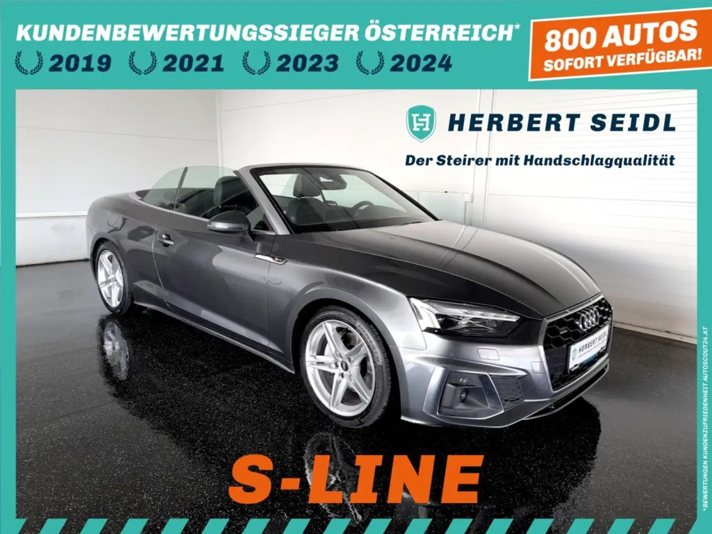 Audi A5 Cabrio S-LINE 40 TFSI Quattro S-tr. *MATRIX LASER LED / NAVI / VIRTUELL PLUS / KAMERA / B&O SOUND 3D KLANG* Grau - 1