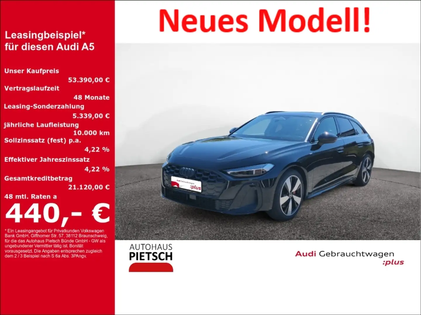 Audi A5 Avant TDI Tech Plus S-line ACC AHK Sportsitze Schwarz - 1