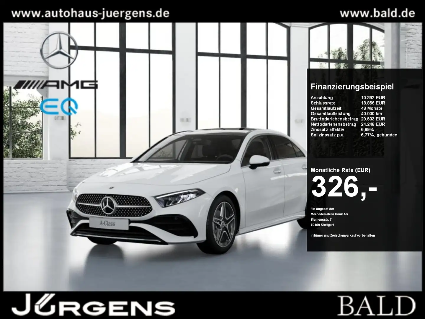 Mercedes-Benz A 200 Limo AMG-Sport/Pano/LED/Cam/Ambi/Totw/Keyl Weiß - 1