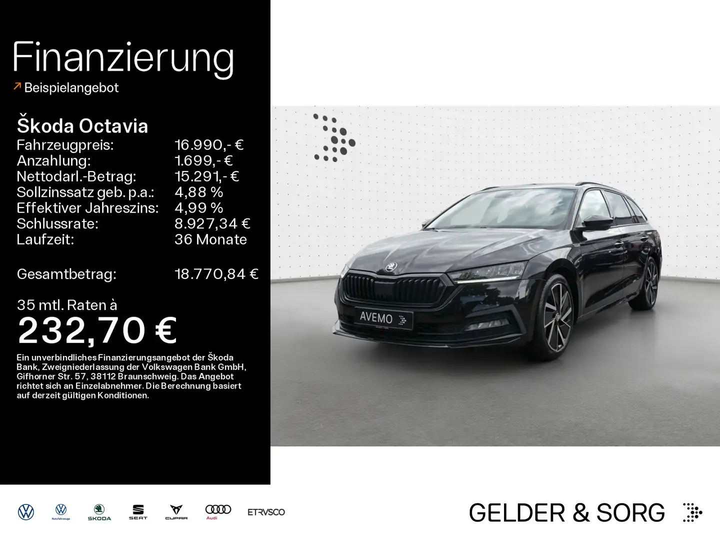 Skoda Octavia Combi Sportline 2.0 TDI DAB*LED*Navi*HuD Zwart - 1