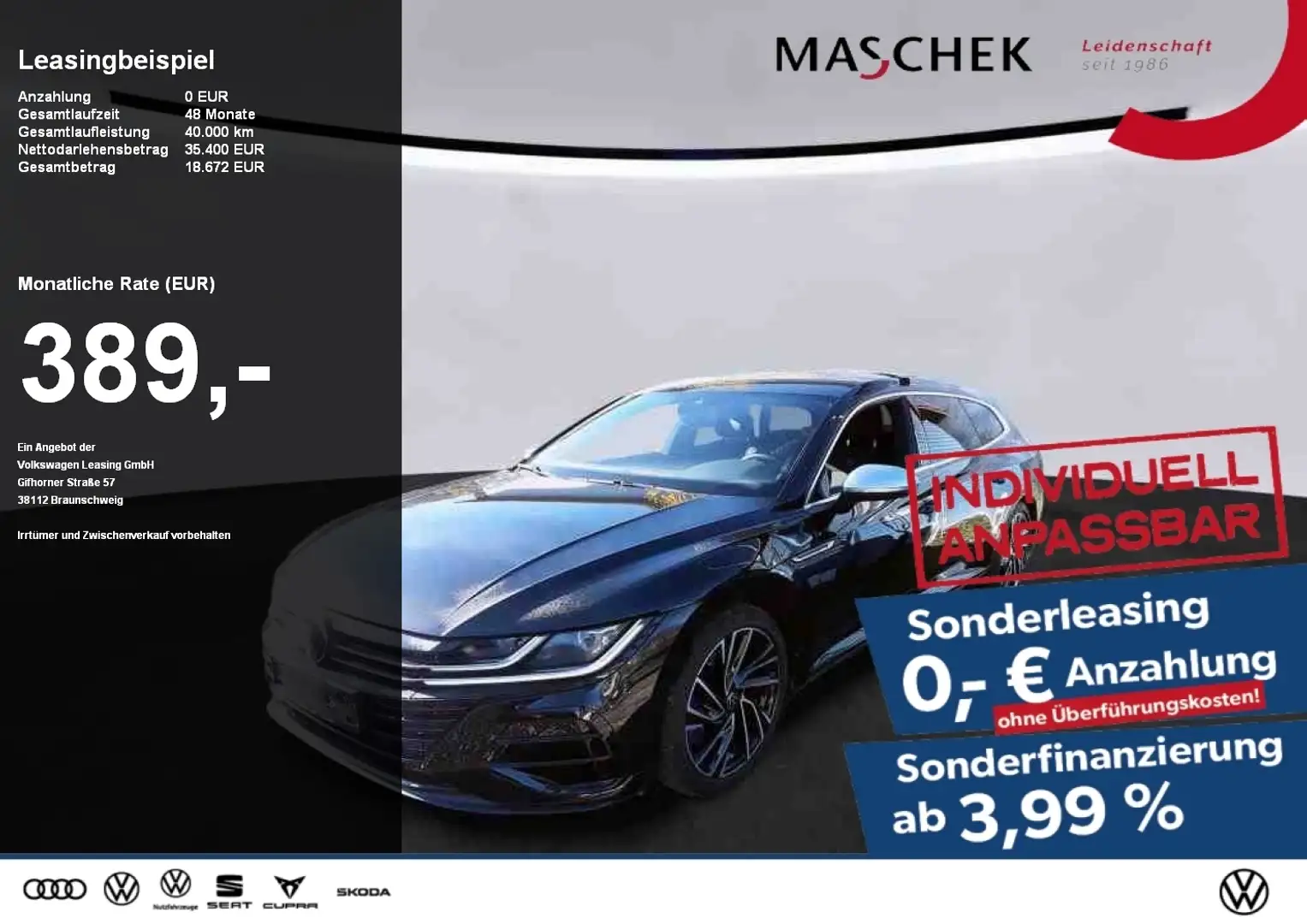 Volkswagen Arteon Shooting Brake R *Sonderleasing* H&K 360° 4x Sitzh Schwarz - 1