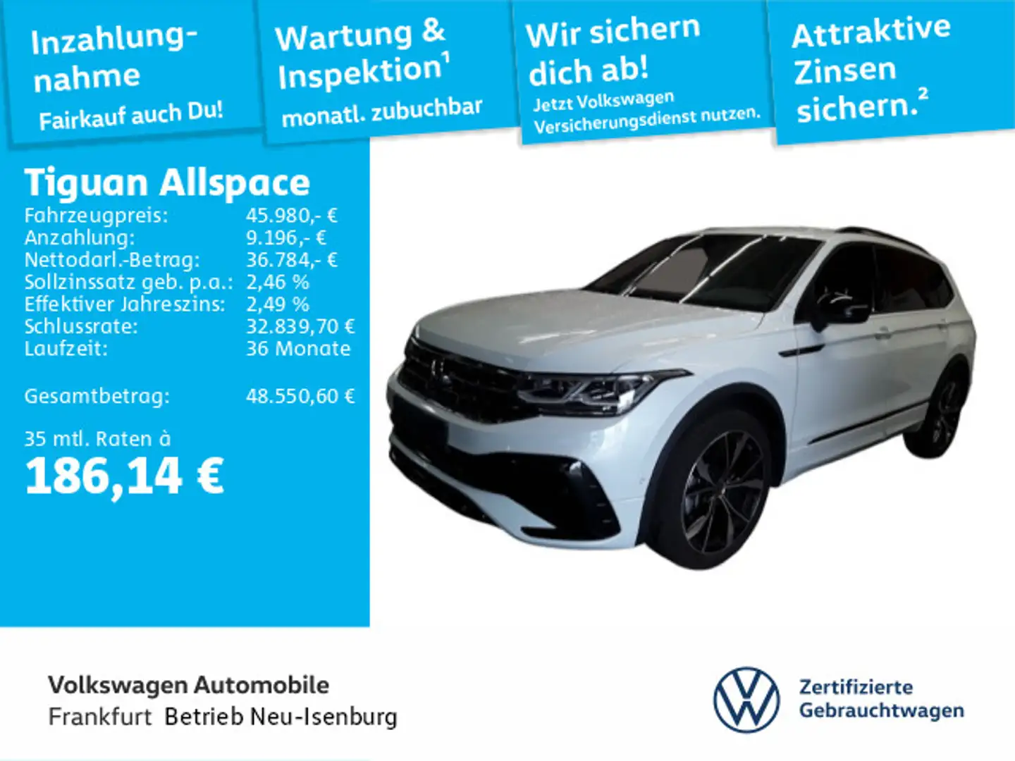 Volkswagen Tiguan Allspace 2.0 TDI DSG R-Line 4Motion Navi Weiß - 1