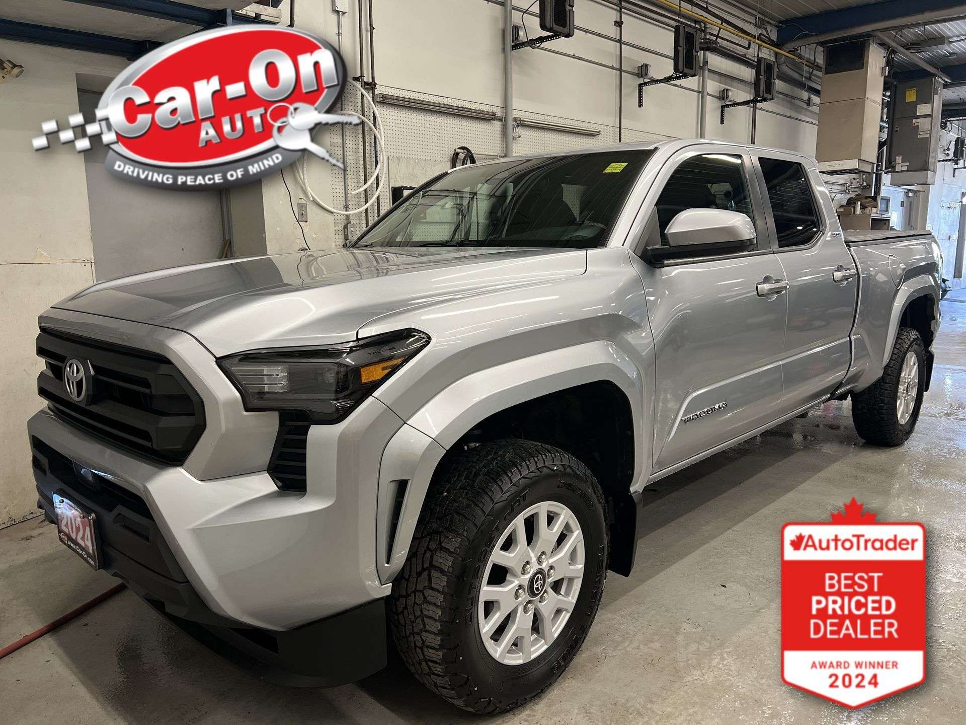 Silver 2024 Toyota Tacoma SR5 Double Cab 4WD Pickup Truck Four-Wheel Drive Automatic