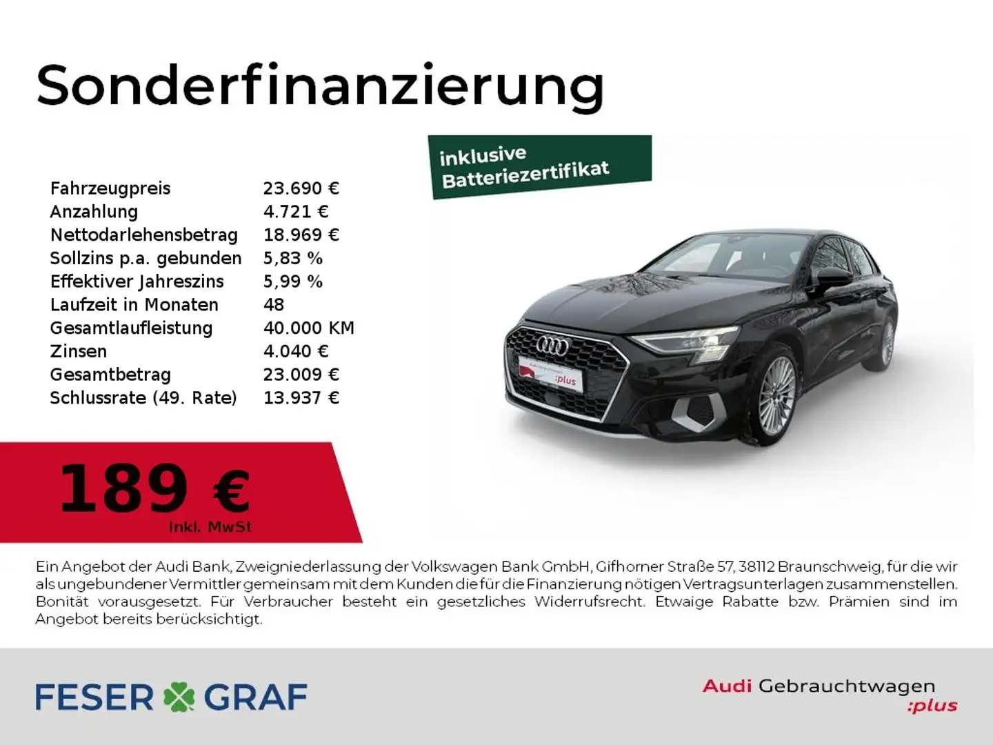Audi A3 40 TFSIe Advanced-B&O/SHZ/Navi/Matrix/ACC Schwarz - 1