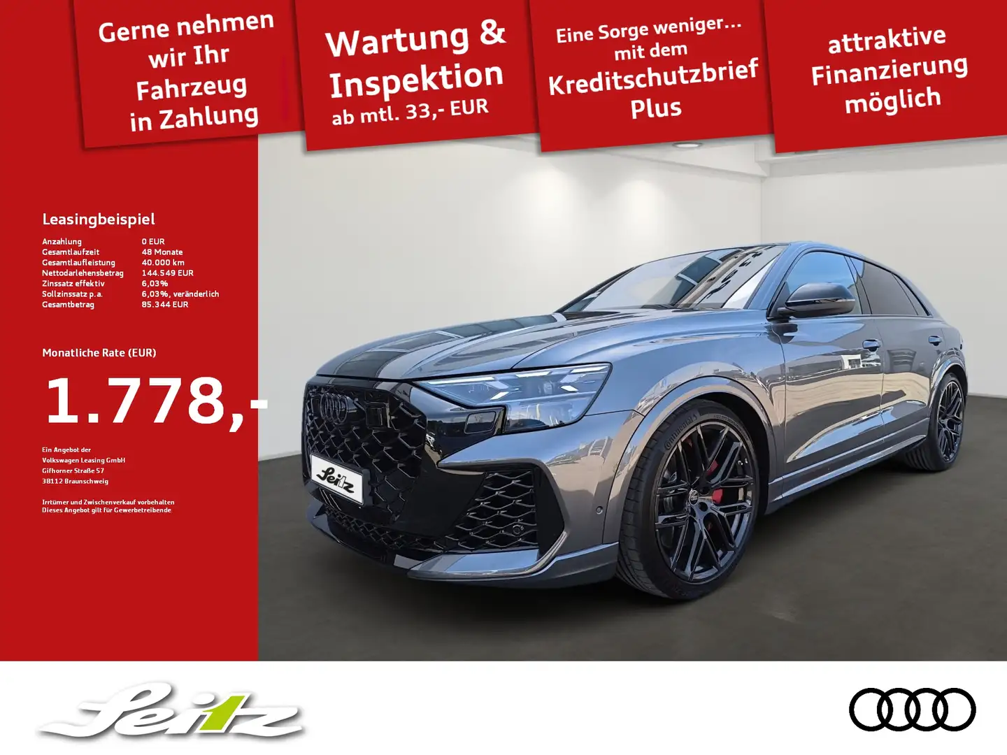 Audi RS Q8 RSQ8 4.0 TFSI quattro *AHK*PANO*STANDH*SITZH* Gris - 1
