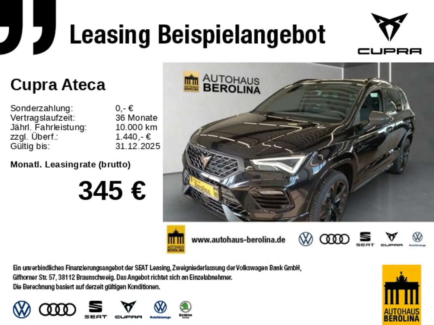 CUPRA Ateca 2.0 TSI 4D VZ DSG *AHK*ACC*NAV*R-CAM*SHZ* Nero - 1