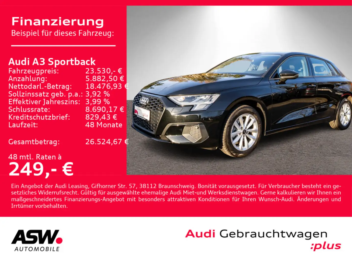 Audi A3 30TFSI Stronic LED Navi PDC SHZ GRA Schwarz - 1