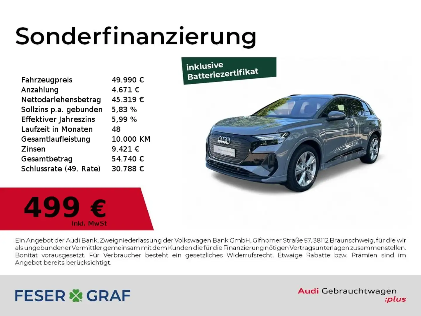 Audi Q4 e-tron 45 quattro Navi+/ACC/Kamera/Matrix/HUD/WP/VC+ Grau - 1