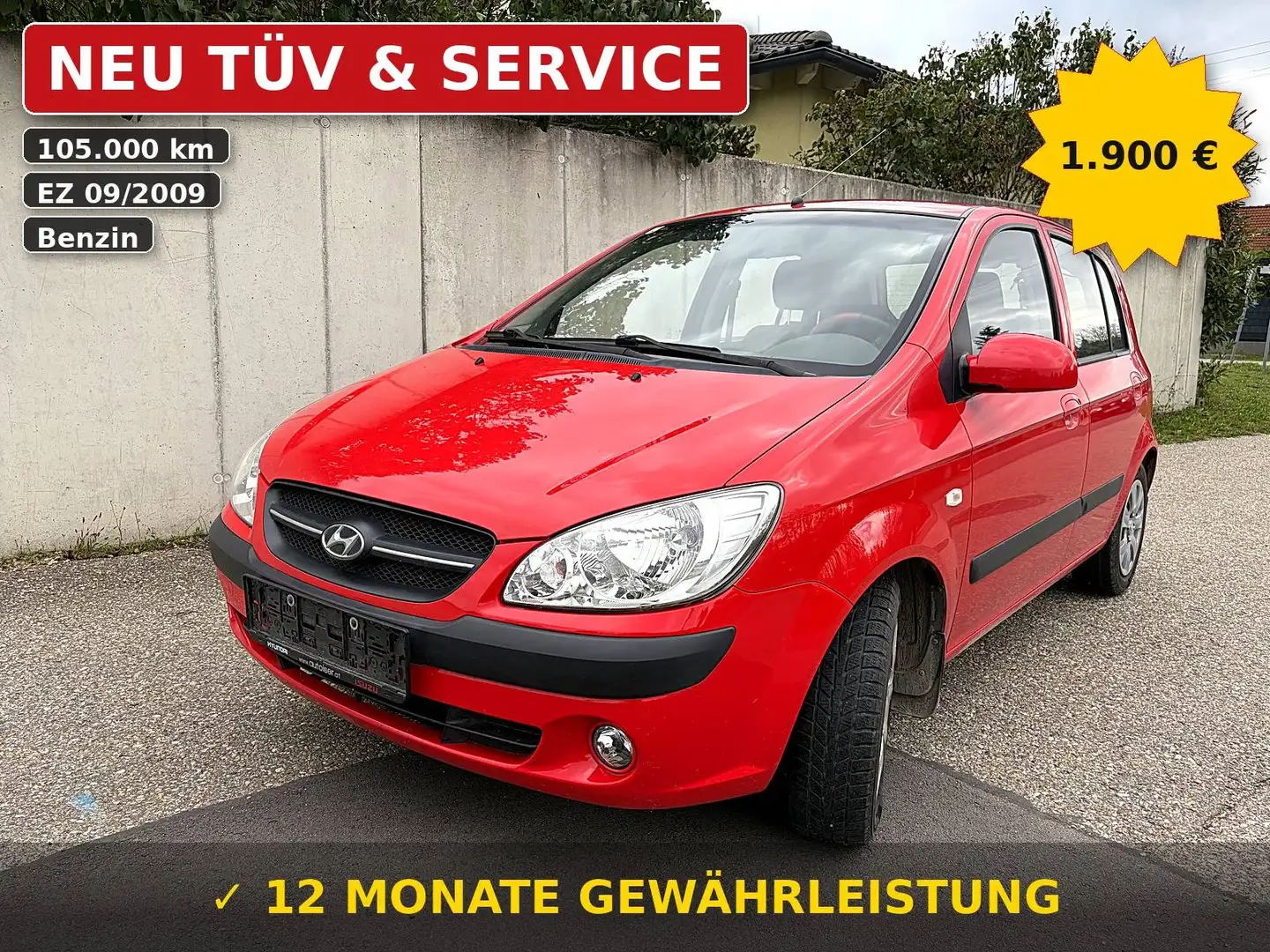 Hyundai Getz 1,1 Flair - NEU TÜV + SERVICE - 12MO Gewährleistung Rot - 1