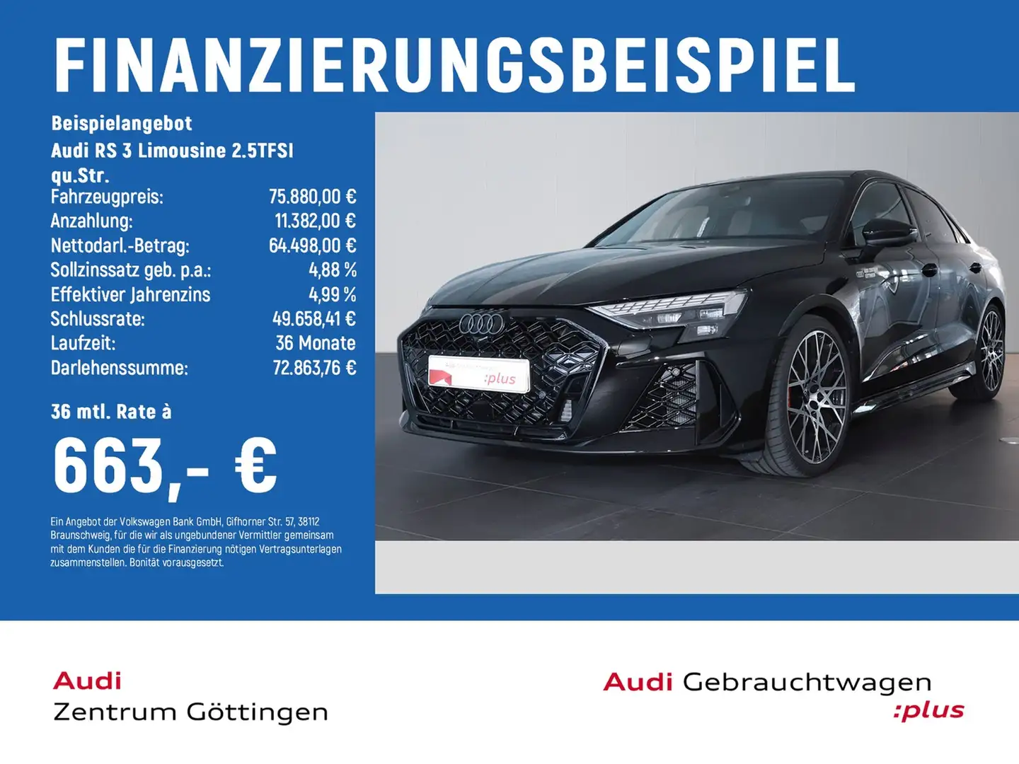 Audi RS3 RS 3 Limousine 2.5TFSI qu.Str. PANO+MATRIX+SONOS Schwarz - 2
