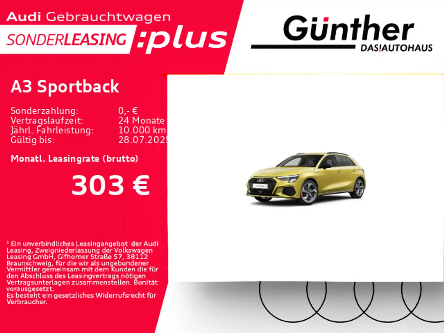 Audi A3 45 TFSIe S LINE+WINTERRÄDER+AHK+ACC Jaune - 1
