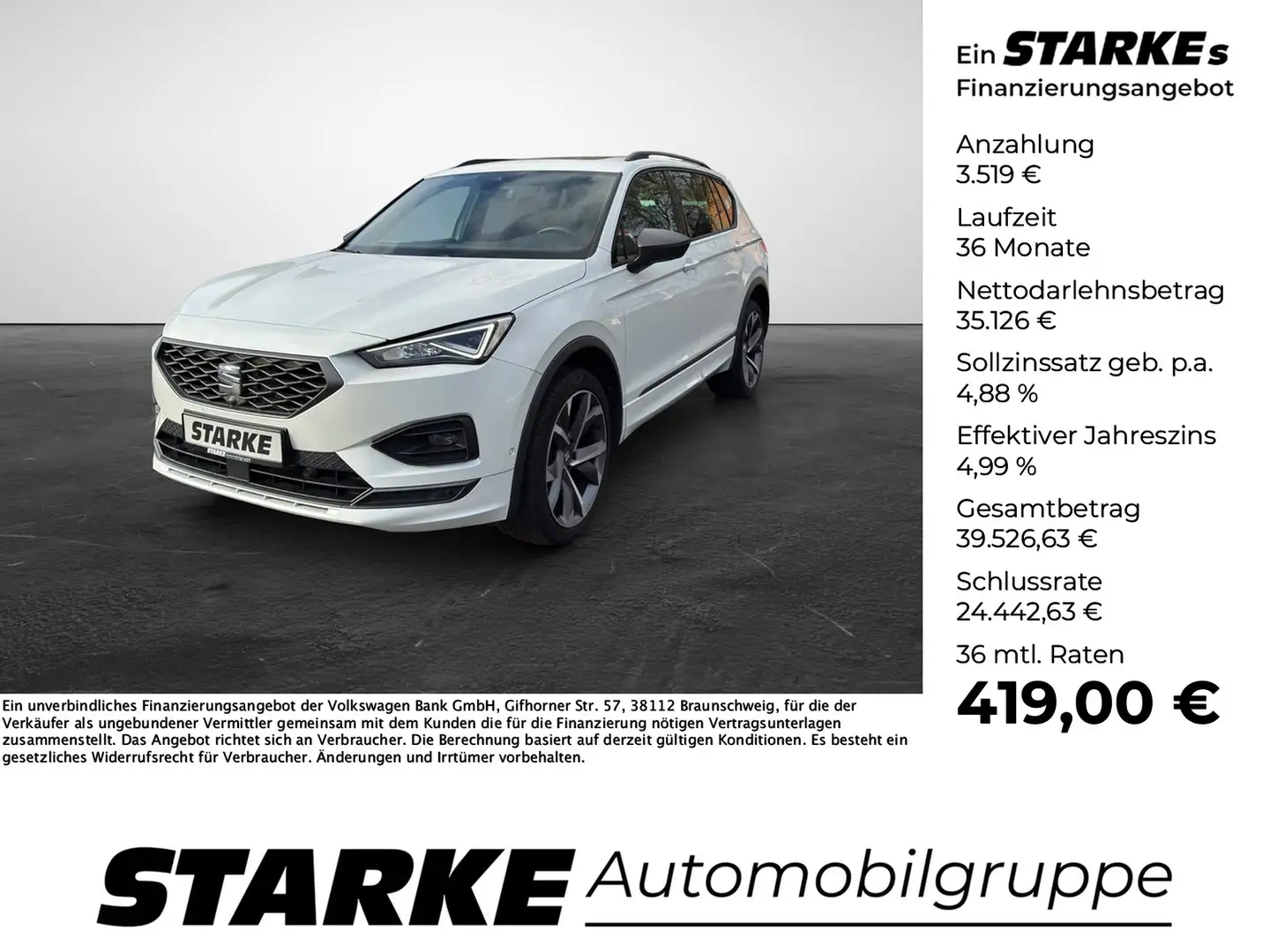SEAT Tarraco 2.0 TDI DSG 4Drive FR-Line Weiß - 1