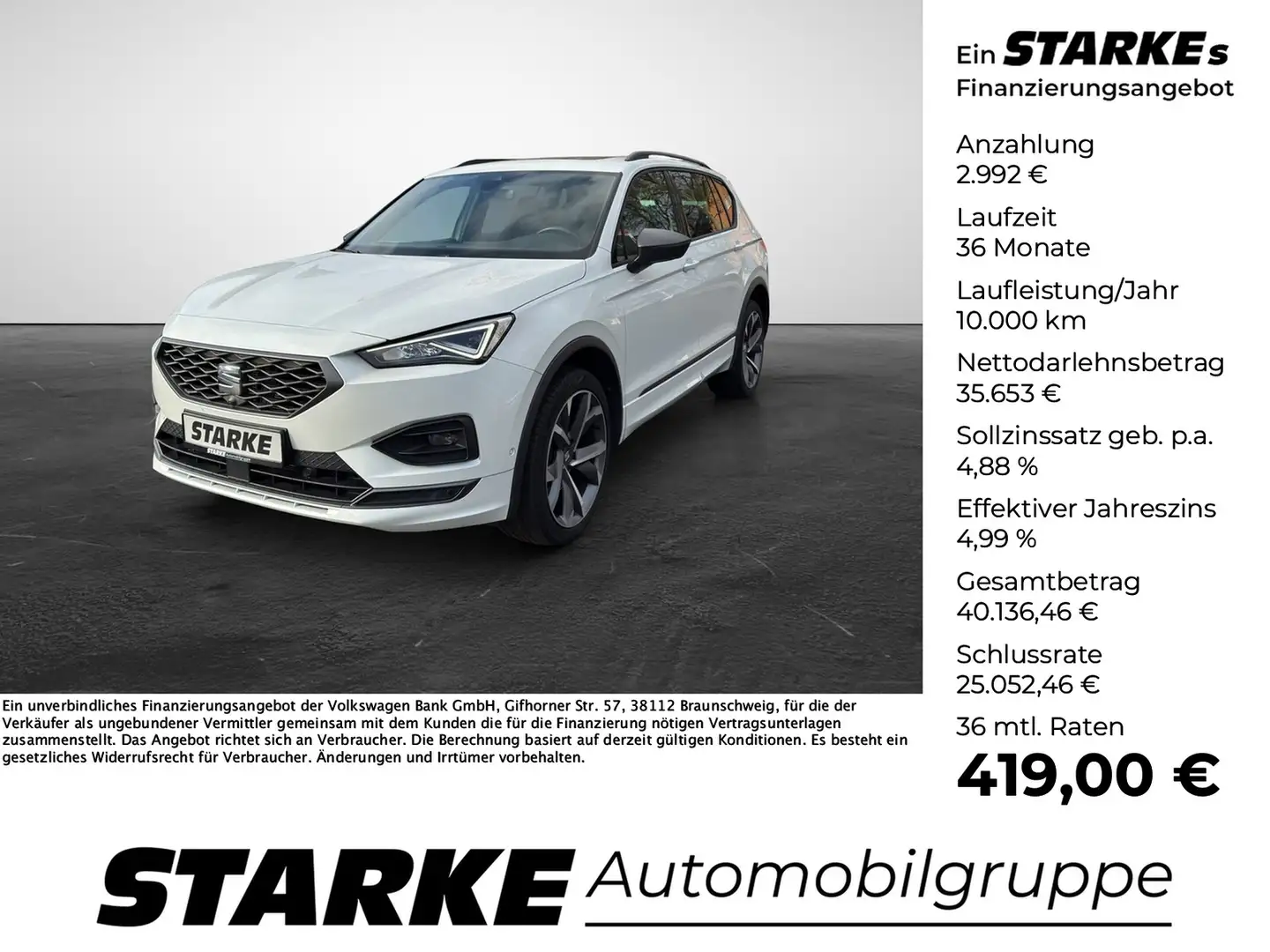 SEAT Tarraco 2.0 TDI DSG 4Drive FR-Line Weiß - 1