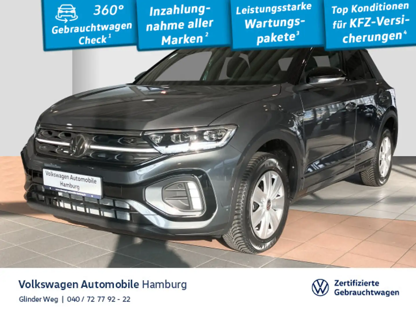 Volkswagen T-Roc 2.0 TDI R-Line 4M DSG Standheizung AHK Par Grau - 1