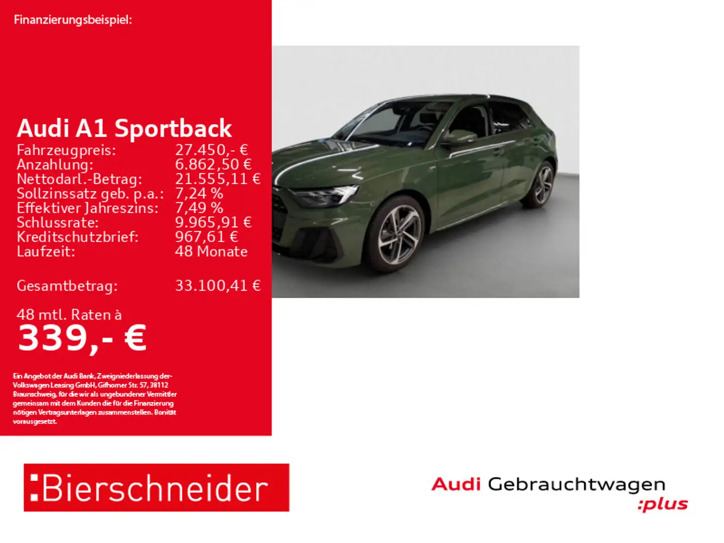 Audi A1 30 TFSI S-Line Black LED ACC NAVI S Grün - 1