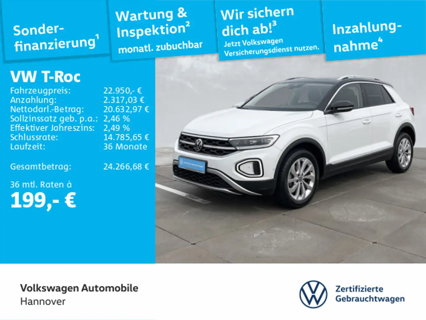 Volkswagen T-Roc 1.0 TSI Navi AHK LED STHZG DigCockpit PDC Weiß - 1