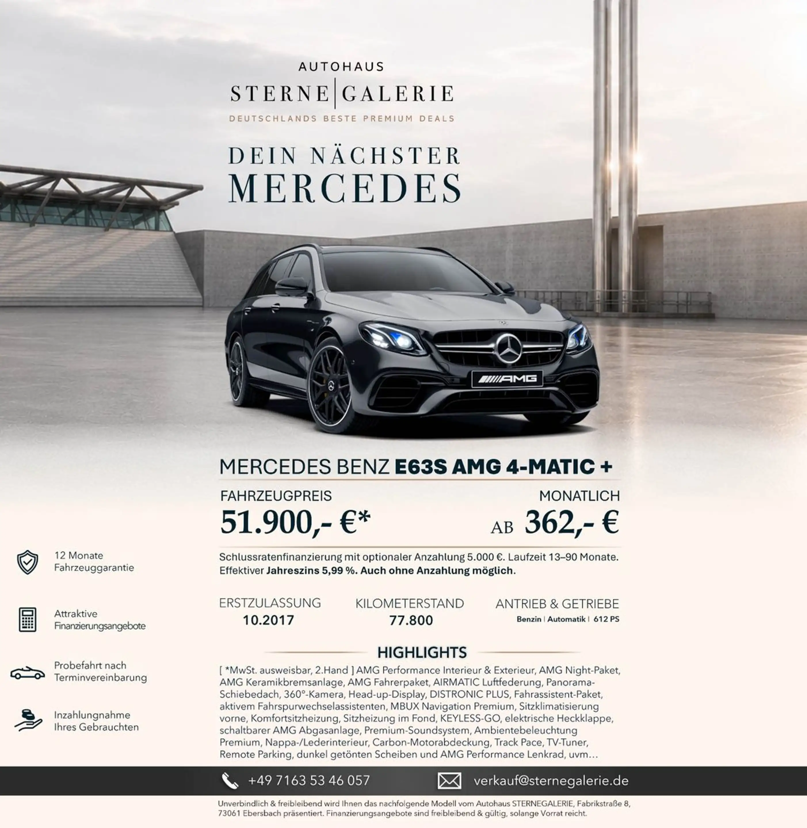 Mercedes-Benz E 63 AMG S/HEADUP/BURM/CARBON/360°/REMOTE