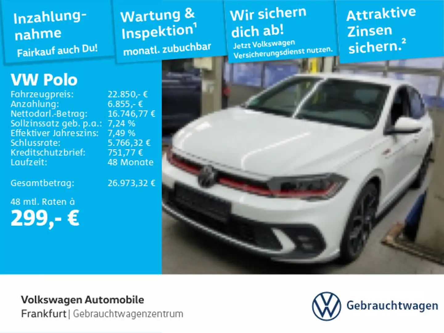 Volkswagen Polo 2.0 TSI DSG GTI Navi IQ.Light FrontAssist A Weiß - 1