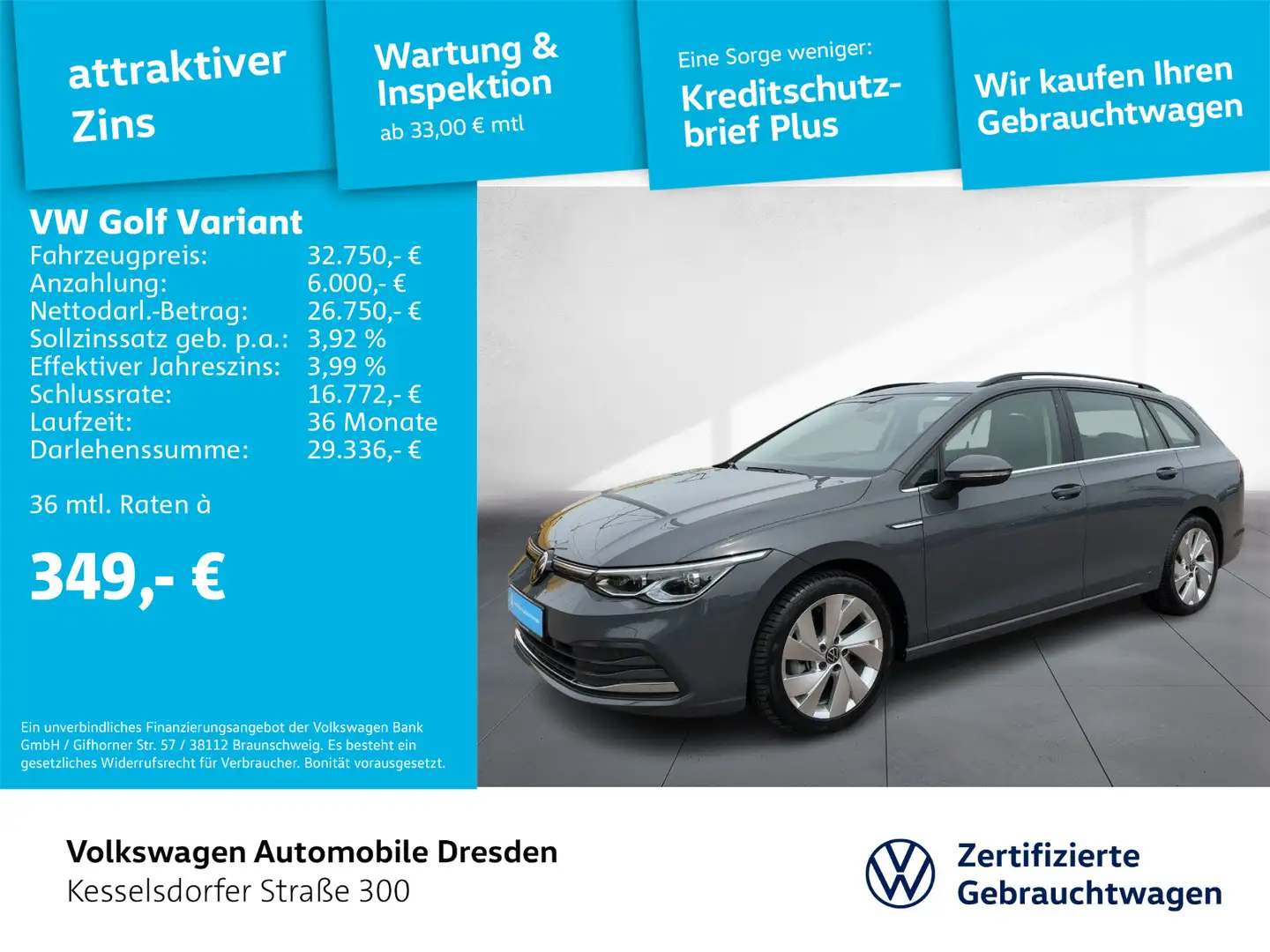 Volkswagen Golf Variant Golf VIII Variant 1.5 TSI DSG Style LED Navi Kam Grau - 1