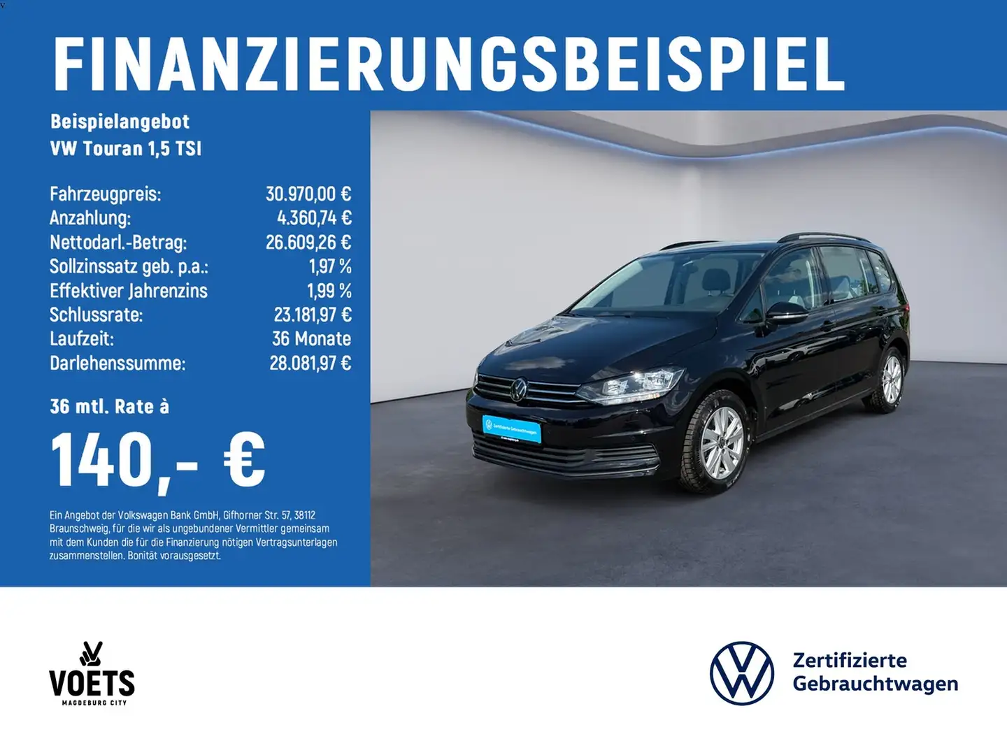 Volkswagen Touran 1,5 TSI Comfortline NAVI+DIGICOCKPIT+ACC+SITZHEIZ Negro - 2