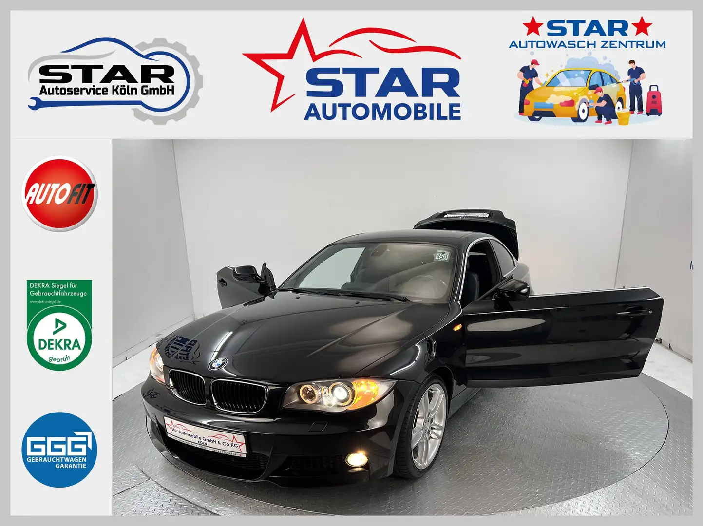 BMW 1er M Coupé 120i Coupé M Sport 170 PS Fahrspaß | Traumhafte Optik | Top Ausstattung | Navi | Tempomat | Klimaautomatik Euro 5 Schwarz - 1