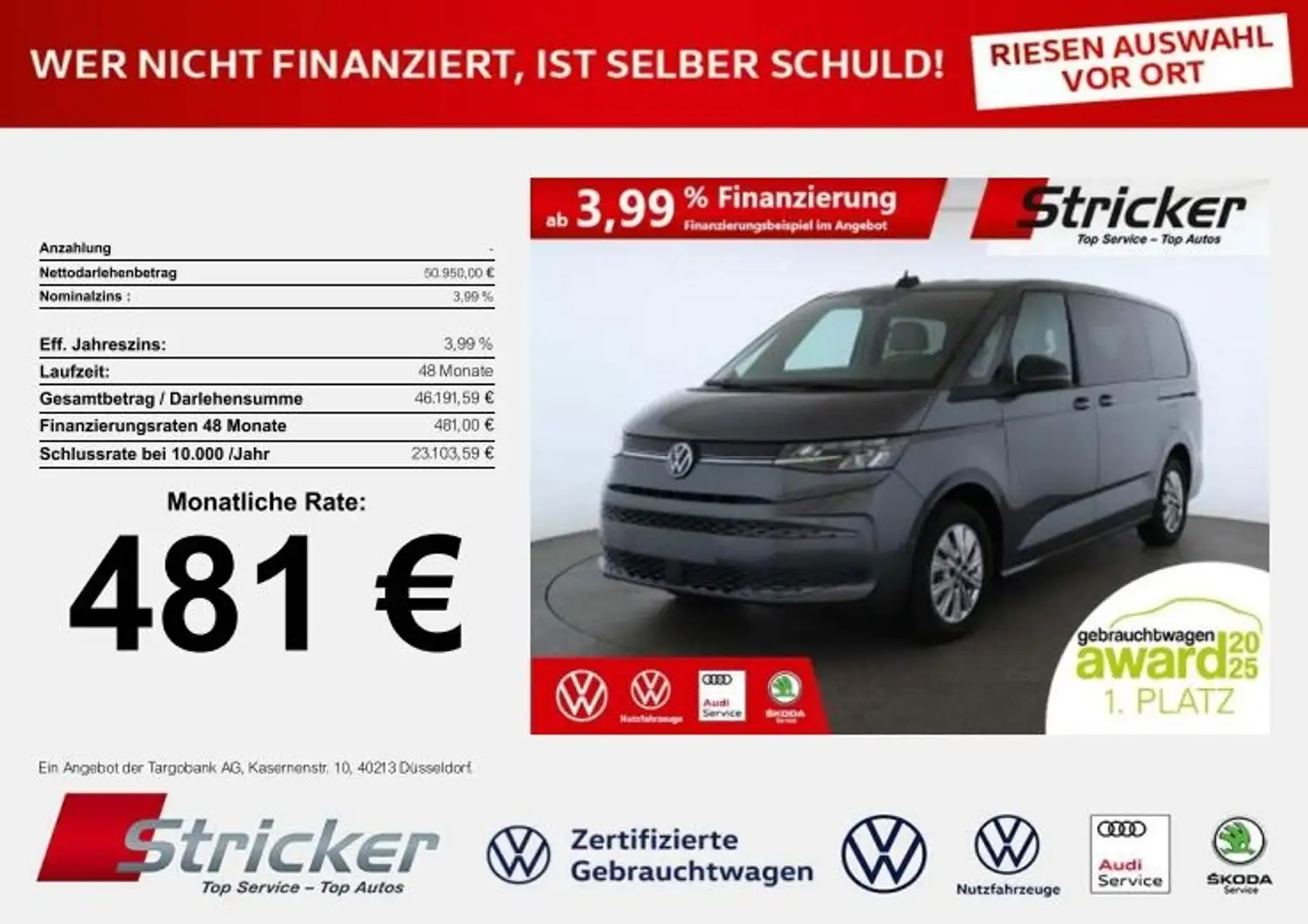 Volkswagen T7 Multivan Lang Life 2.0TDI DSG 481,-ohne Anzahlung AHK Vis- Grau - 1