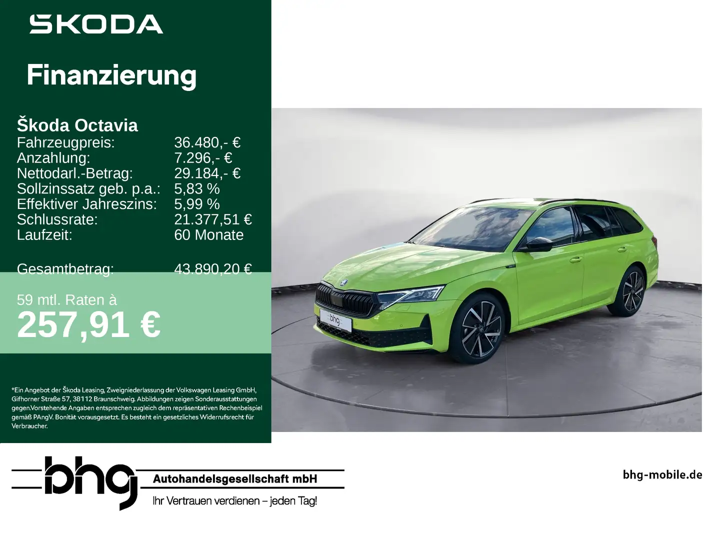 Skoda Octavia Combi Sportline 1,5 TSI  7 Grün - 1
