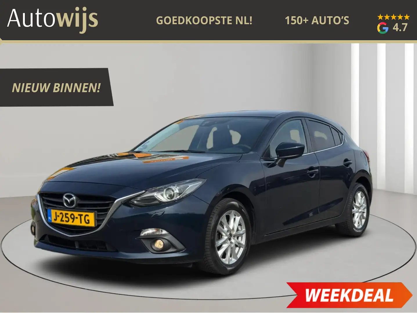 Mazda 3 2.0 GT-M|NAVI|Stoelverw|Xenon|Cruise|LM-VELG Blauw - 1