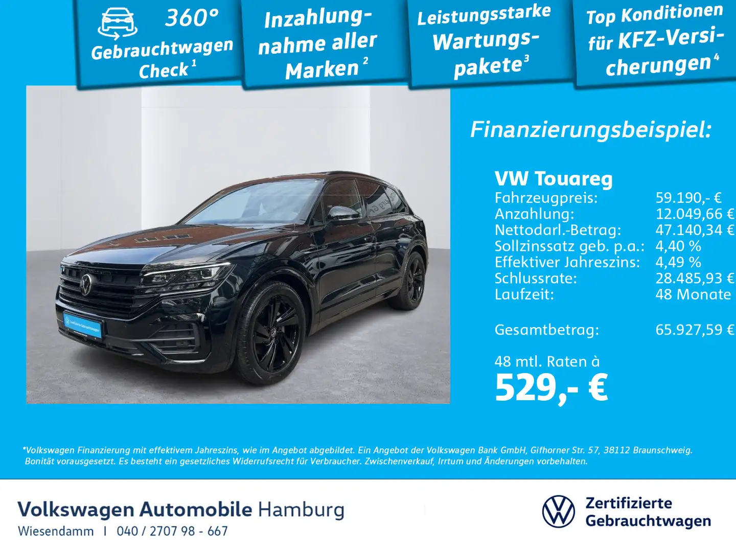 Volkswagen Touareg R-Line 3.0 V6 TDI 4M AHK/LUFT/MATRIX-LED Schwarz - 1