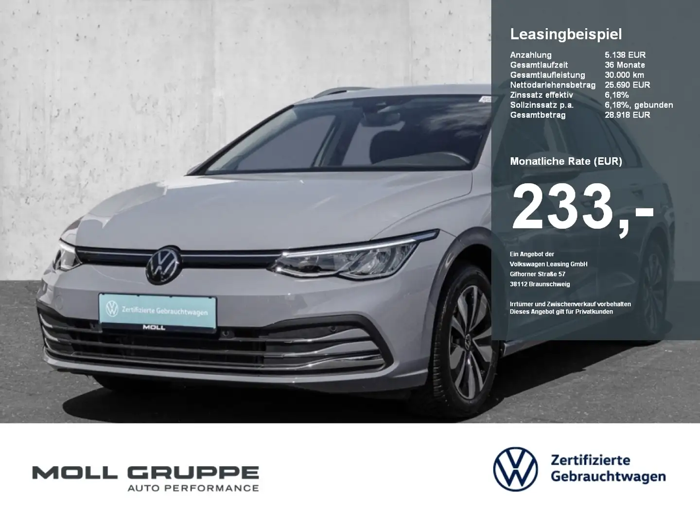 Volkswagen Golf Variant 1.0 TSI MOVE NAVI ACC PDC DYNLI Grau - 1