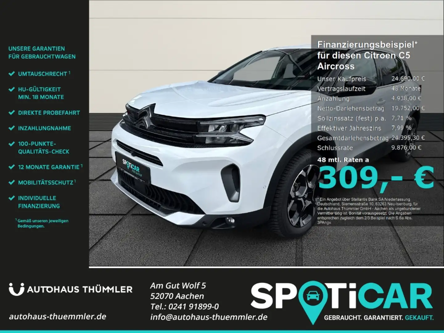 Citroen C5 Aircross Pure Tech 130 S&S EAT8 MAX Navi Allwetterreifen  3 Weiß - 1