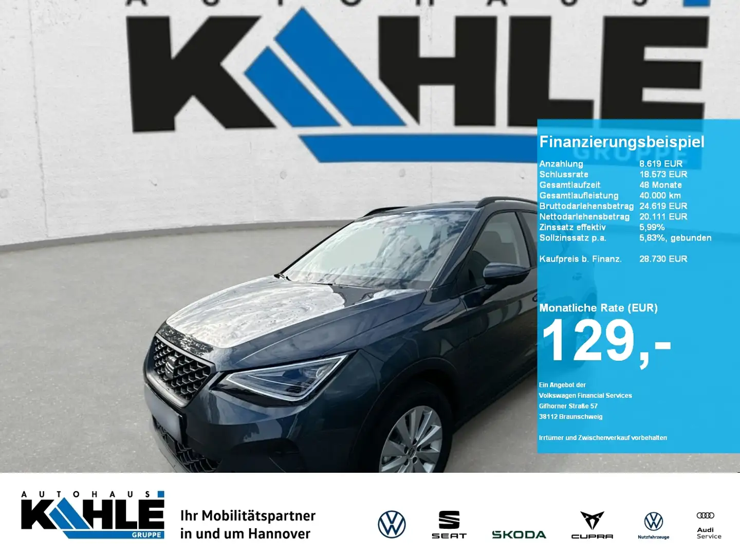 SEAT Arona 1.0 TSI DSG Style Navi AHK LFW LED SHZ RFK App-Con Grau - 1