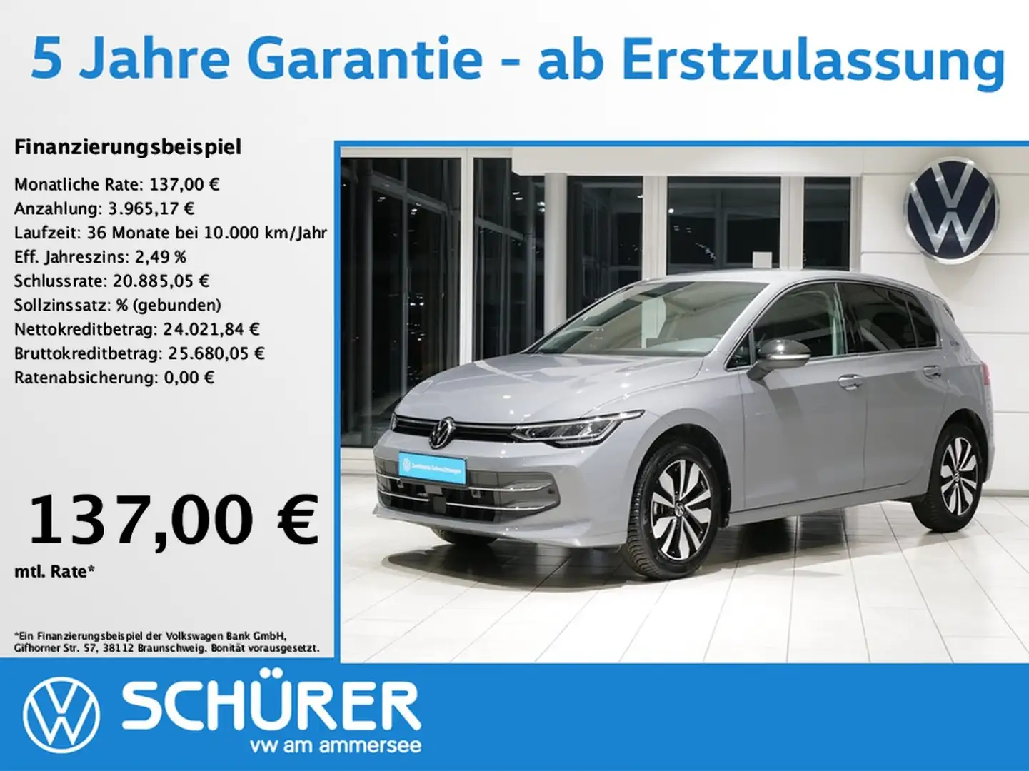 Volkswagen Golf VIII 1.5TSI Goal Standheizung LED Lane+Side-Assist Grau - 1