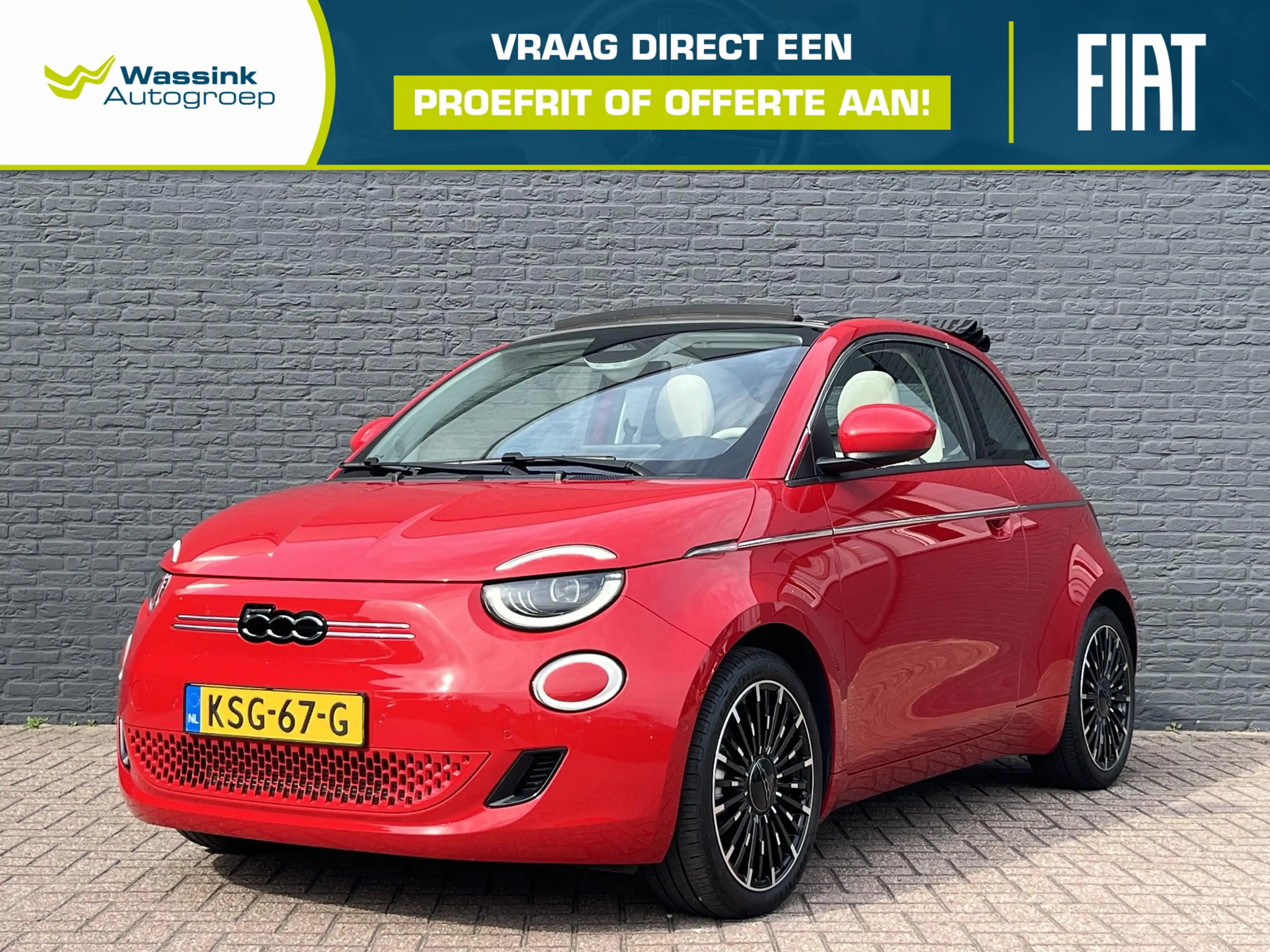 Fiat 500C La Prima 42 kWh SOH 95,6% | Stoelverwarming | Cabr