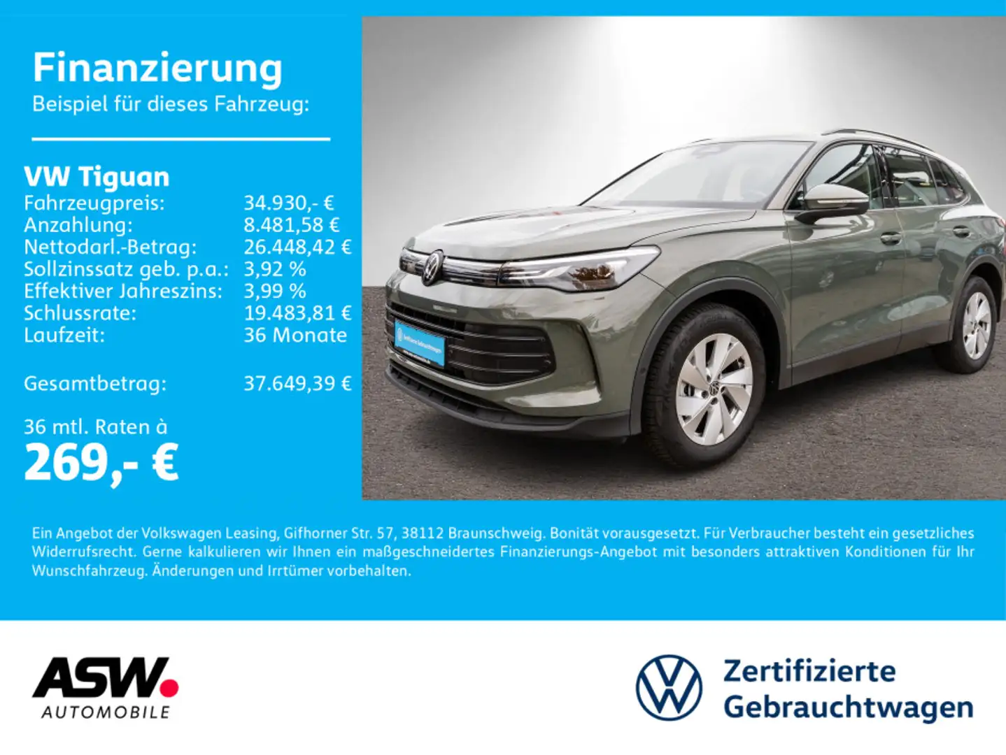 Volkswagen Tiguan 1.5 TSI DSG LED Navi RFK SHZ AHK Grün - 1