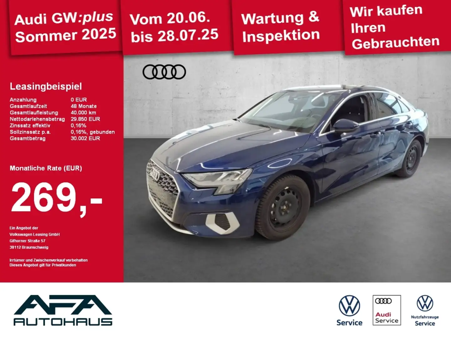 Audi A3 Limousine 35 TFSI Advanced S tronic Smart.Int*PDC* Blau - 1
