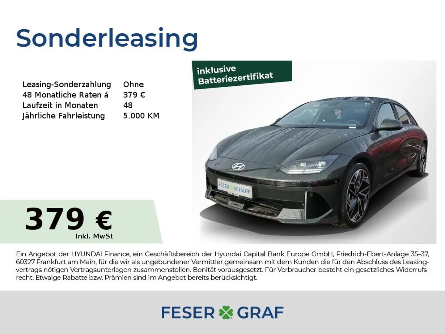 Hyundai IONIQ 6 UNIQ-PAKET LEDER NAVI KAMERA MATRIX-LED Groen - 1