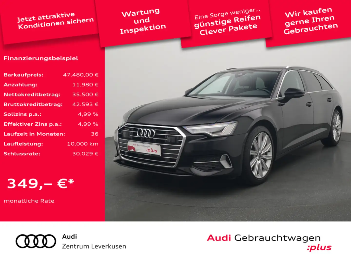 Audi A6 Avant 40 quattro Sport PANO KAM AHK LEDER Schwarz - 1